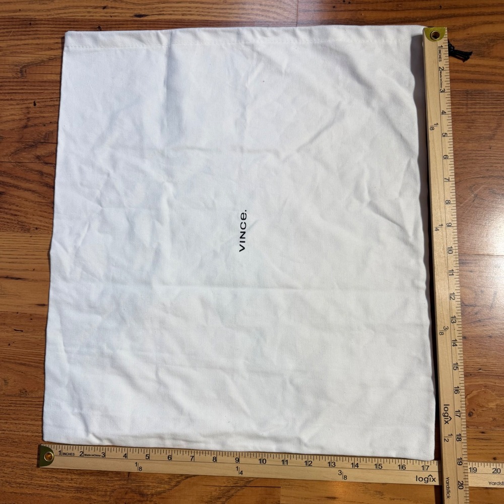 Vince White Cotton Canvas Logo Drawstring Dust Bag Storage Cover 18x18.5
